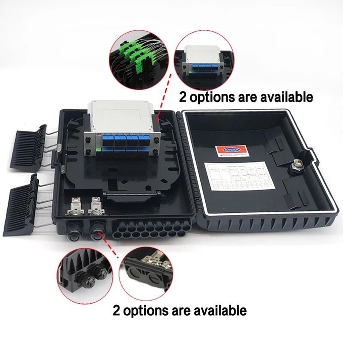 Черный ящик IP65 ABS распределения оптического волокна ядра коробки 16 набора FTTH оборудования оптического волокна 2